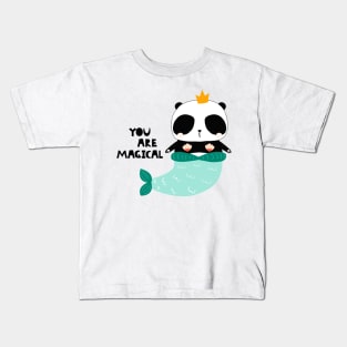 You Are Magical Funny Panda Mermaid Lover Quote Kids T-Shirt